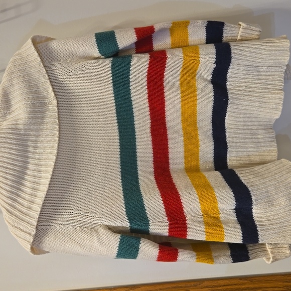 HBC Stripes The Bay Open Shawl Collar Knit Cardigan  Lambswool Cashmere Blend M - Picture 5 of 8